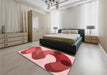 Patterned Red Rug in a Bedroom, pat2114rd