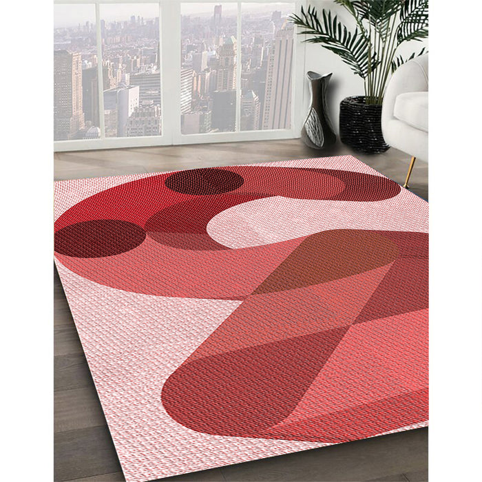 Machine Washable Transitional Red Rug in a Family Room, wshpat2114rd
