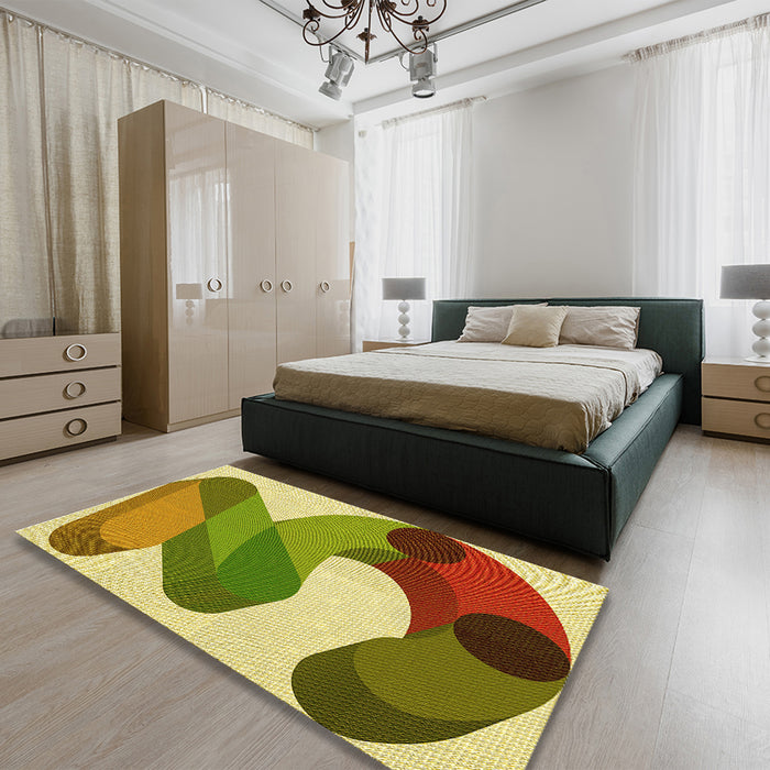Round Machine Washable Transitional Dark Bronze Brown Rug in a Office, wshpat2114yw