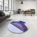 Round Patterned Deep Periwinkle Purple Rug in a Office, pat2115blu