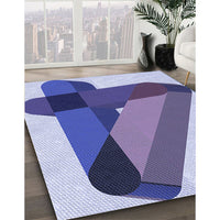 Patterned Deep Periwinkle Purple Rug, pat2115blu