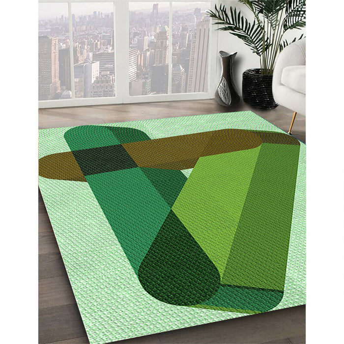 Machine Washable Transitional Light Green Rug in a Family Room, wshpat2115grn