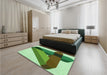 Patterned Light Green Rug in a Bedroom, pat2115grn