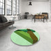 Round Patterned Light Green Rug in a Office, pat2115grn