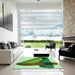 Square Patterned Light Green Rug in a Living Room, pat2115grn