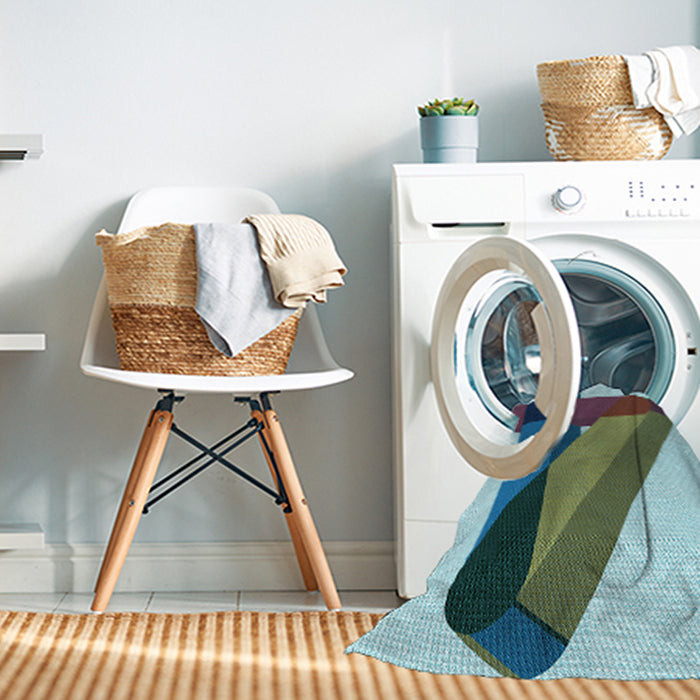 Machine Washable Transitional Blue Rug in a Washing Machine, wshpat2115lblu