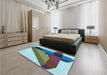 Patterned Blue Rug in a Bedroom, pat2115lblu