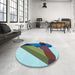 Round Patterned Blue Rug in a Office, pat2115lblu