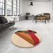 Round Patterned Mahogany Brown Rug in a Office, pat2115org