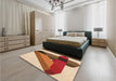 Patterned Mahogany Brown Rug in a Bedroom, pat2115org