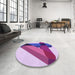 Round Patterned Dark Orchid Purple Rug in a Office, pat2115pur