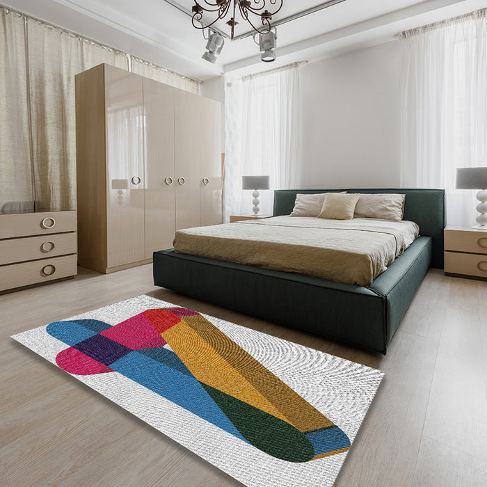 Patterned Gray Novelty Rug in a Bedroom, pat2115