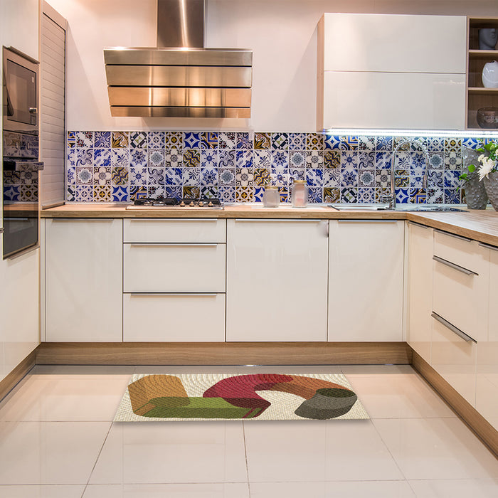 Patterned Fire Brick Red Rug in a Kitchen, pat2116brn