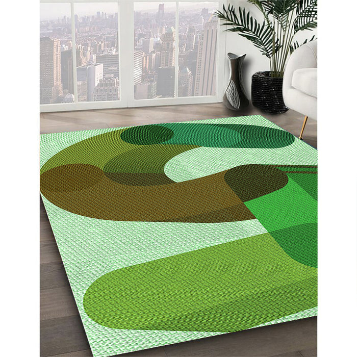 Patterned Green Rug in Family Room, pat2116grn