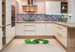 Patterned Green Rug in a Kitchen, pat2116grn