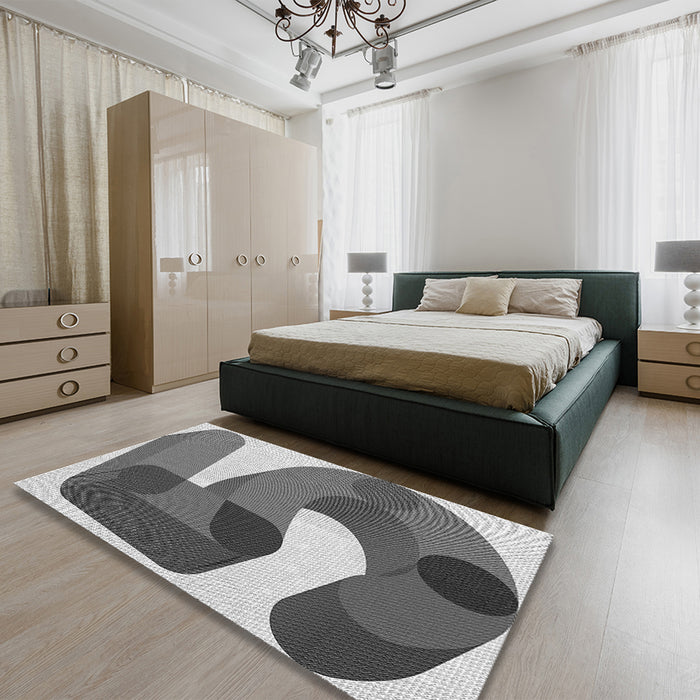 Round Machine Washable Transitional Cloud Gray Rug in a Office, wshpat2116gry