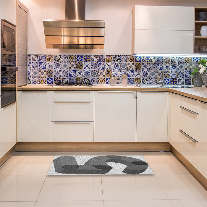 Patterned Cloud Gray Rug in a Kitchen, pat2116gry