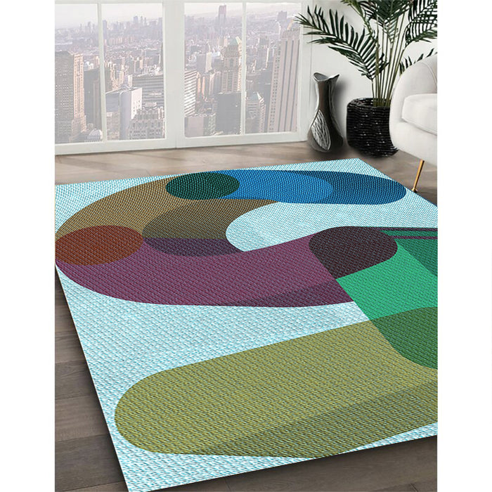 Patterned Northern Lights Blue Rug in Family Room, pat2116lblu
