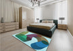 Patterned Northern Lights Blue Rug in a Bedroom, pat2116lblu
