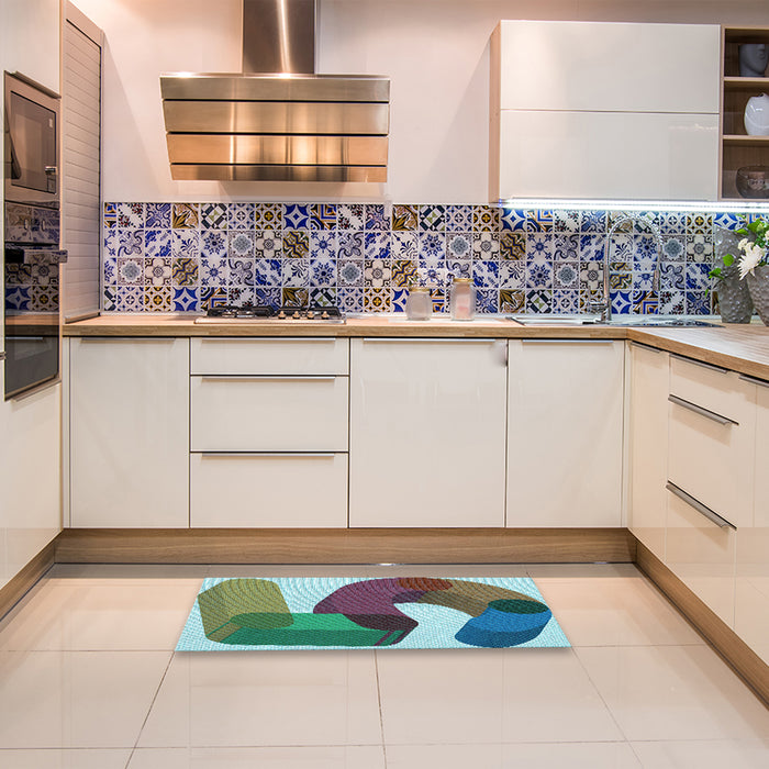 Patterned Northern Lights Blue Rug in a Kitchen, pat2116lblu