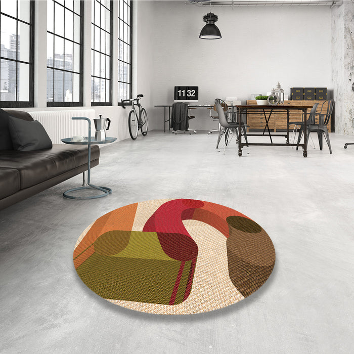 Round Patterned Brown Sand Brown Rug in a Office, pat2116org