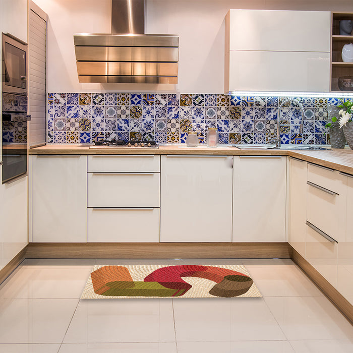 Patterned Brown Sand Brown Rug in a Kitchen, pat2116org
