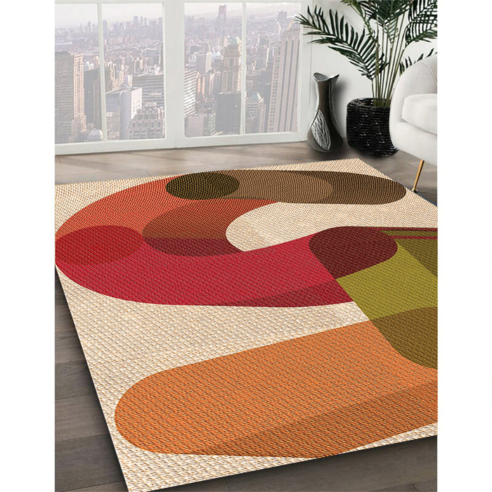 Patterned Brown Sand Brown Rug in Family Room, pat2116org