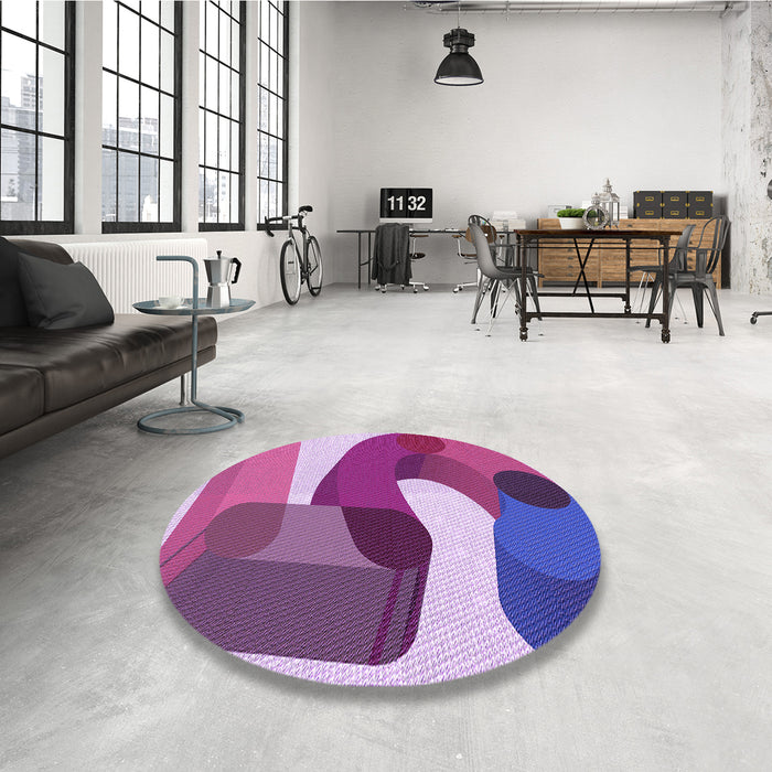 Round Patterned Medium Violet Red Pink Rug in a Office, pat2116pur
