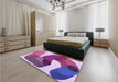 Patterned Medium Violet Red Pink Rug in a Bedroom, pat2116pur