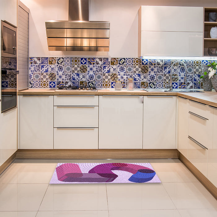 Patterned Medium Violet Red Pink Rug in a Kitchen, pat2116pur