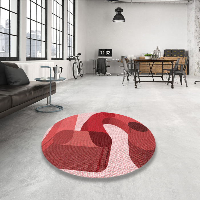 Round Patterned Light Coral Pink Rug in a Office, pat2116rd