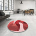 Round Patterned Light Coral Pink Rug in a Office, pat2116rd