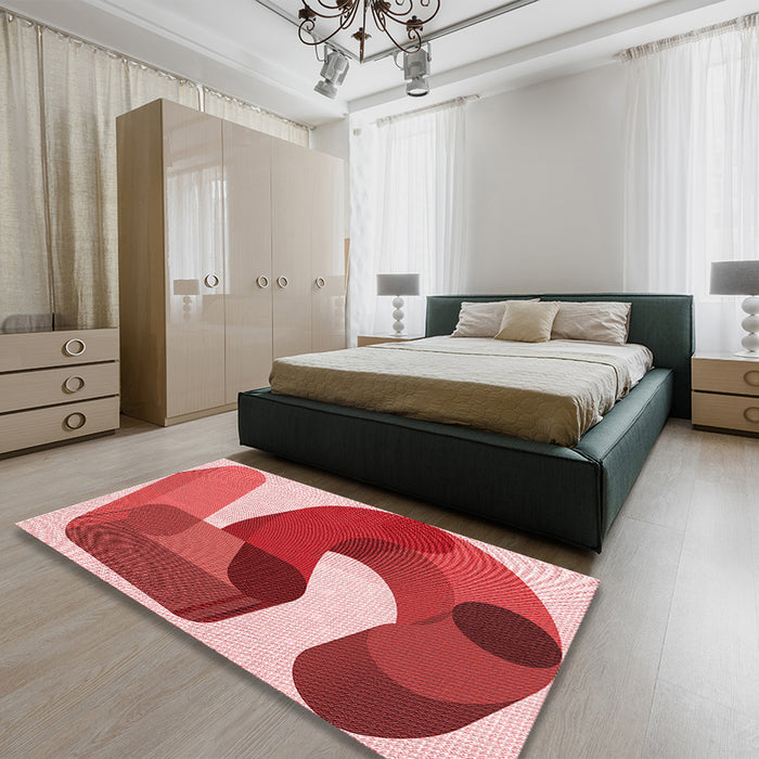 Round Machine Washable Transitional Light Coral Pink Rug in a Office, wshpat2116rd