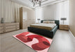 Patterned Light Coral Pink Rug in a Bedroom, pat2116rd