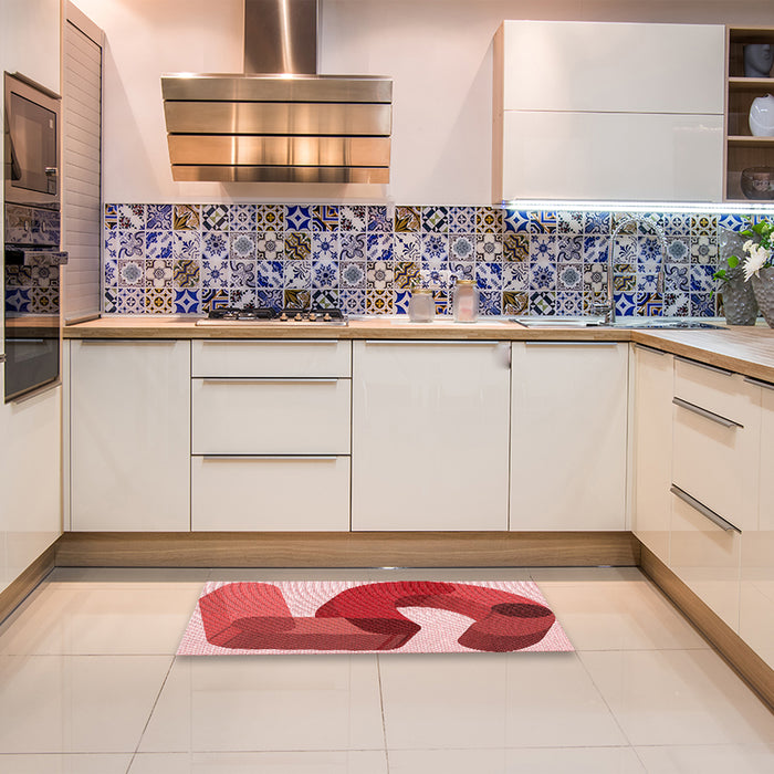 Patterned Light Coral Pink Rug in a Kitchen, pat2116rd