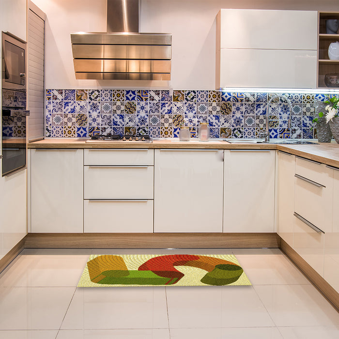 Patterned Mahogany Brown Rug in a Kitchen, pat2116yw