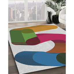 Patterned Brown Red Novelty Rug in Family Room, pat2116