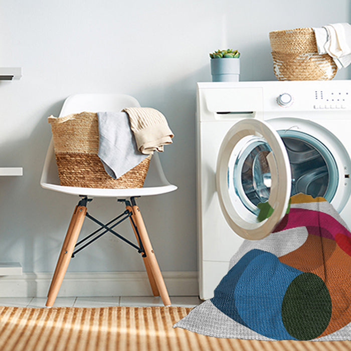 Machine Washable Transitional Brown Red Rug in a Washing Machine, wshpat2116