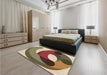 Patterned Ginger Brown Green Rug in a Bedroom, pat2117brn