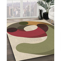 Patterned Ginger Brown Green Rug, pat2117brn