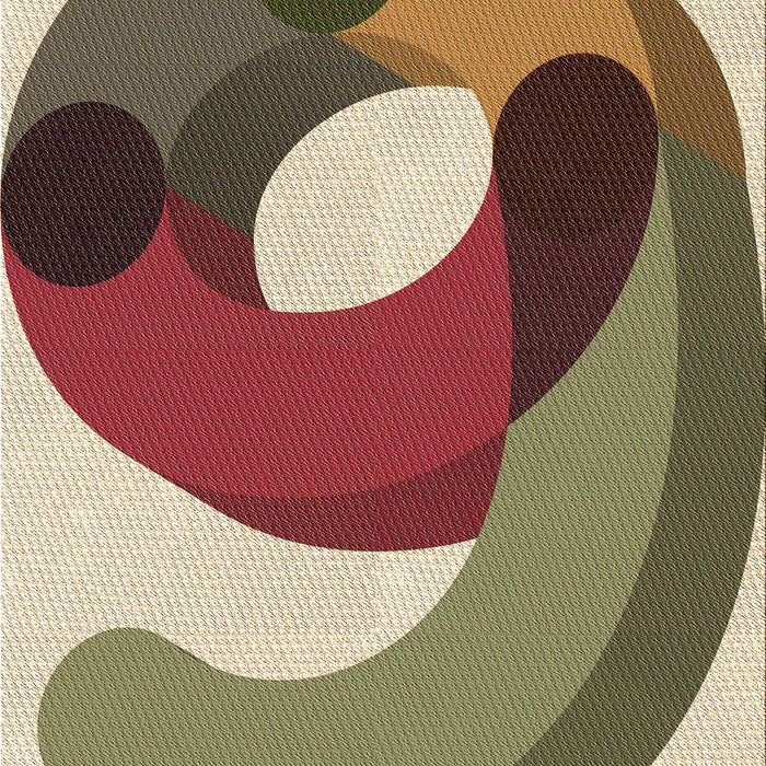 Patterned Ginger Brown Green Rug, pat2117brn