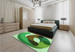 Round Machine Washable Transitional Green Rug in a Office, wshpat2117grn