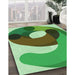 Patterned Green Rug in Family Room, pat2117grn