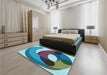 Patterned Blue Rug in a Bedroom, pat2117lblu