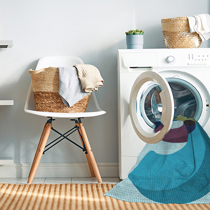 Machine Washable Transitional Blue Rug in a Washing Machine, wshpat2117lblu