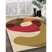 Patterned Tomato Red Rug in Family Room, pat2117org