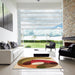 Square Patterned Tomato Red Rug in a Living Room, pat2117org