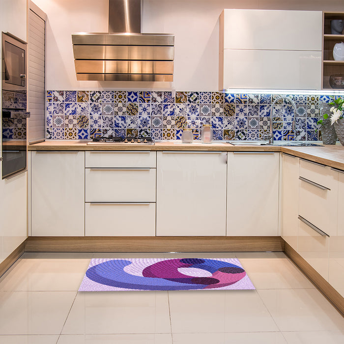 Patterned Bright Lilac Purple Rug in a Kitchen, pat2117pur