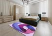 Patterned Bright Lilac Purple Rug in a Bedroom, pat2117pur