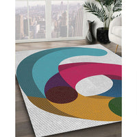 Patterned Cyan Opaque Blue Novelty Rug, pat2117